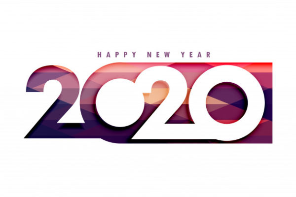 创意新年字体素材 Creative 2020 happy new year stylish Vector