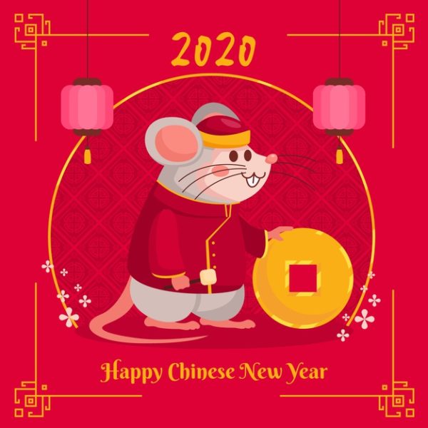 春节素材插画 Cute chinese new year in flat design Vector