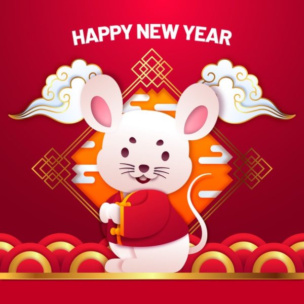 新年设计素材 Cute chinese new year in paper style Vector