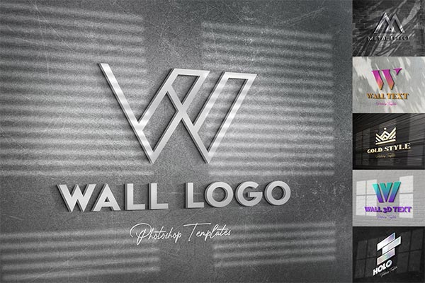 时尚高端高品质的3D立体logo标志文化墙企业形象VI设计样机展示模型mockups