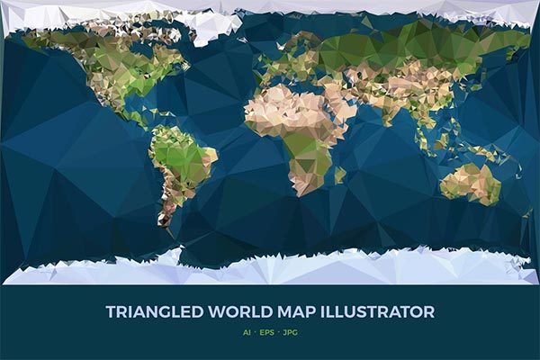 抽象的几何图形矢量世界地图插画
