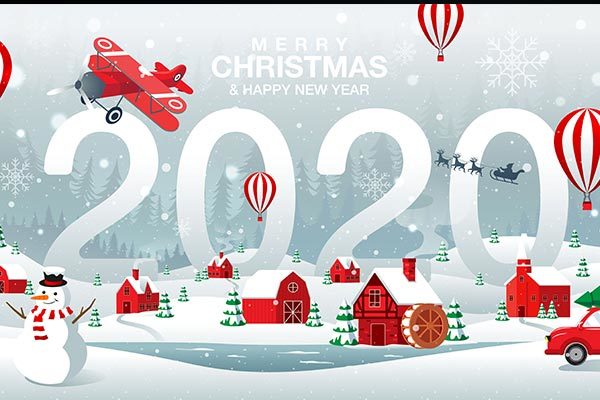 时尚高端简约清新2020新年圣诞节海报banner宣传单DM设计模板