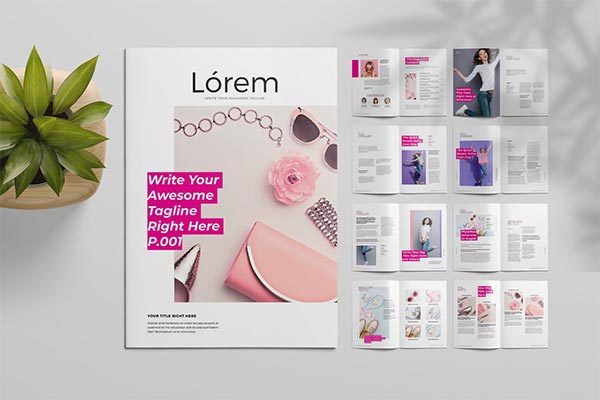 清新时尚女性柔美配色的品牌手册杂志宣传册画册设计模板