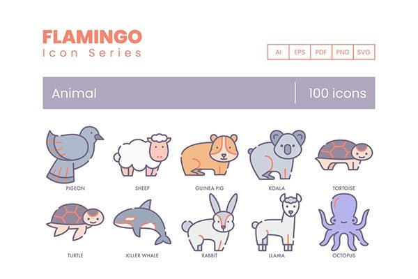 100个高品质的动物图标icon大集合（AI，EPS，PDF，PNG，SVG）