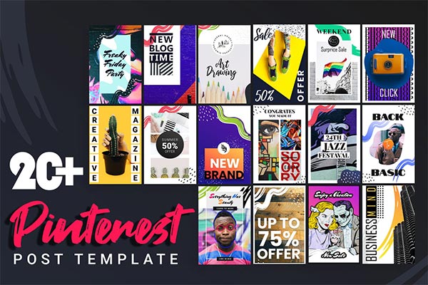 20+时尚高端绚丽多用途的高品质Pinterest社交媒体banner海报设计模板集合
