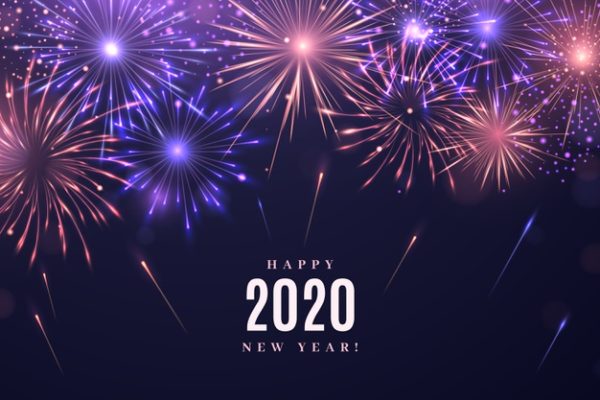 新年烟火设计素材 Fireworks new year 2020 background Vector