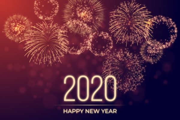 2020新年元素素材 Fireworks new year 2020 Vector