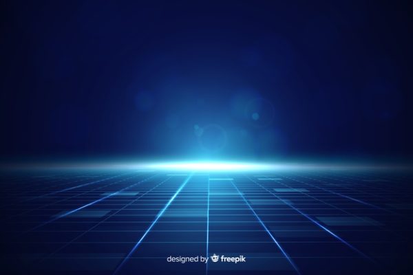 抽象的技术比较背景 Futuristic horizon background with blue light Vector