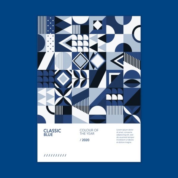 新年几何明信片模板 Geometric poster color of the year 2020 PSD file