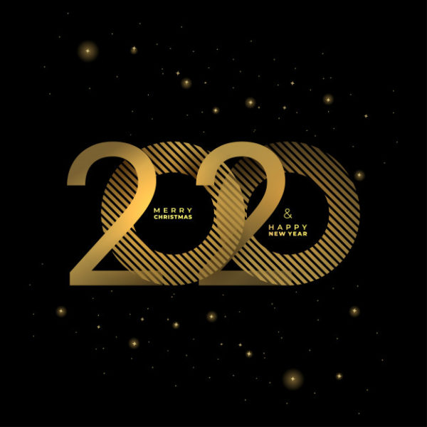 金色2020圣诞新年字体素材