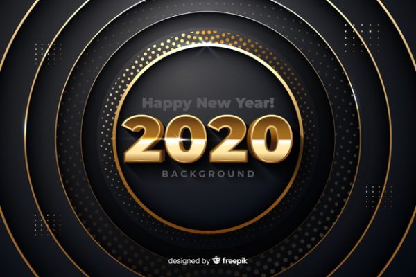 2020新年元素字体背景 Golden new year 2020 on metallic background Vector