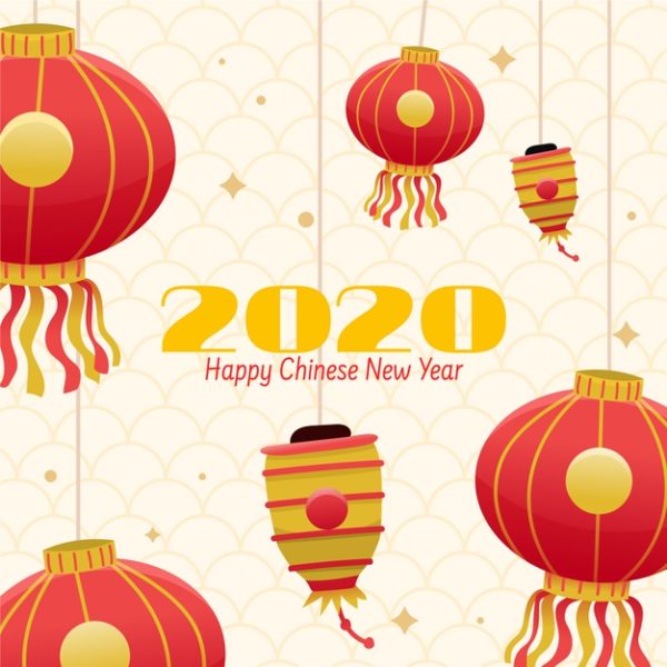 2020新年灯笼氛围素材 Hand drawn chinese new year concept Vector
