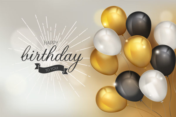 生日元素背景 Happy birthday background with realistic balloons Vector