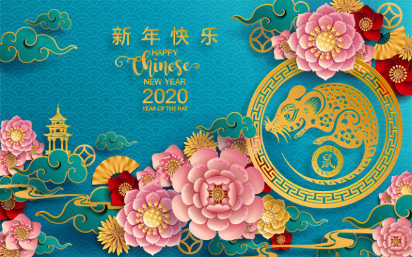 传统中国新年剪纸装饰素材