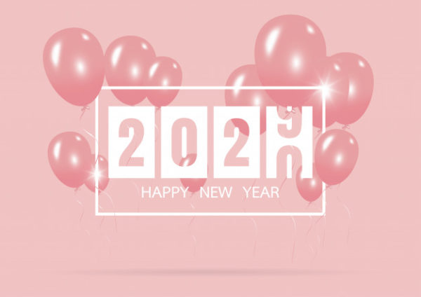 粉色气球2020新年装饰素材
