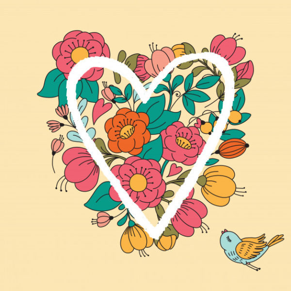 爱心花卉设计插画