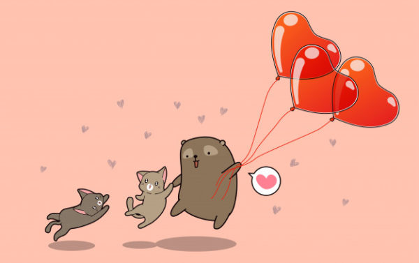 情人节卡通动物爱心气球素材