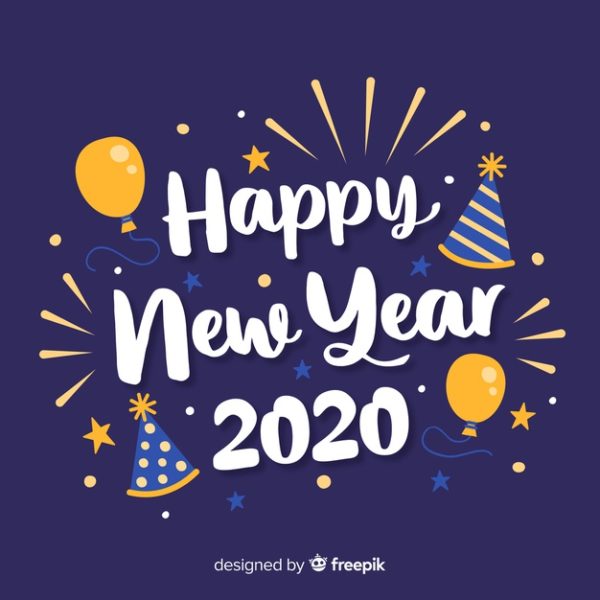 2020新年庆祝元素 Lettering happy new year 2020 with balloons Vector
