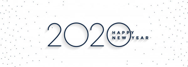 极简主义新年素材 Minimal 2020 happy new year white banner Vector