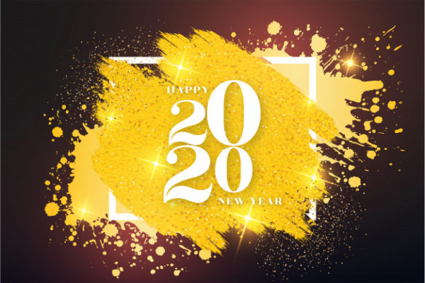 现代化的新年字体设计 Modern happy new year background with golden frame Vector