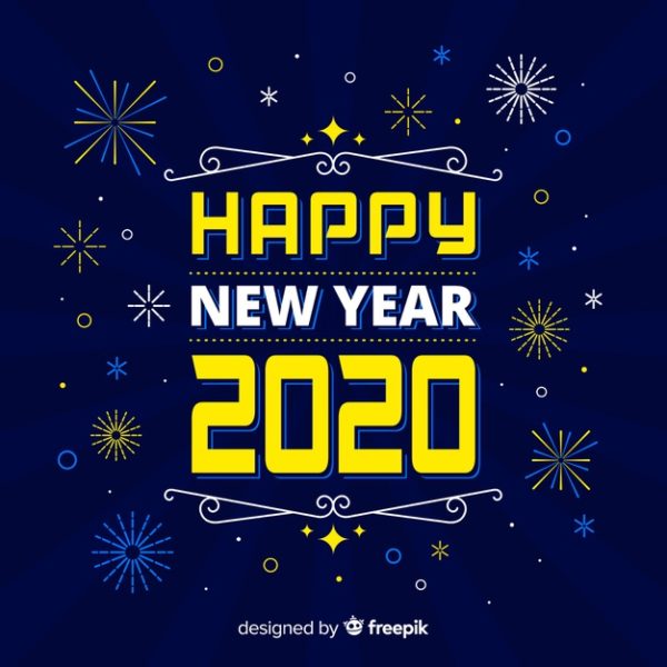 新年设计素材 New year 2020 in flat design Vector