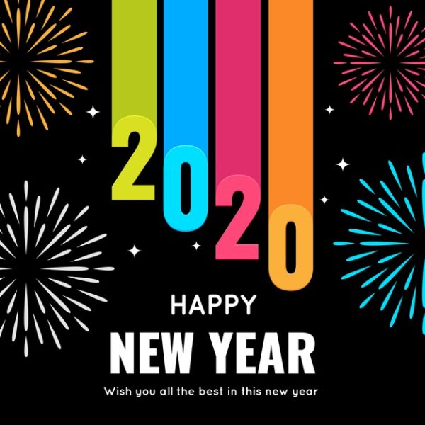 新年设计素材 New year 2020 in flat design Vector