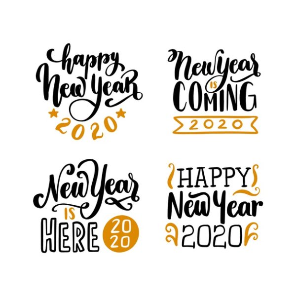 新年字体收集 New year 2020 lettering collection Vector