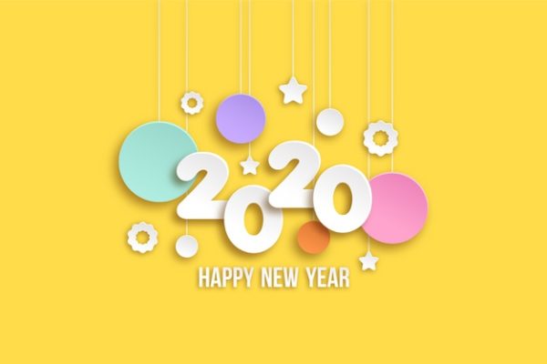 2020年新年壁纸背景 New year 2020 wallpaper in paper style Vector