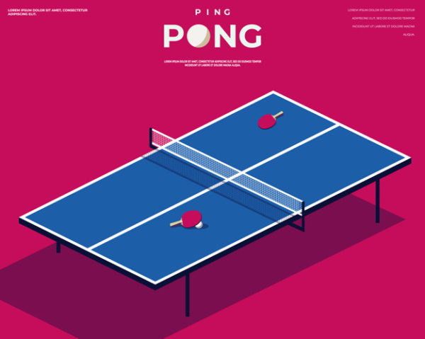 乒乓球相关的插画海报模板