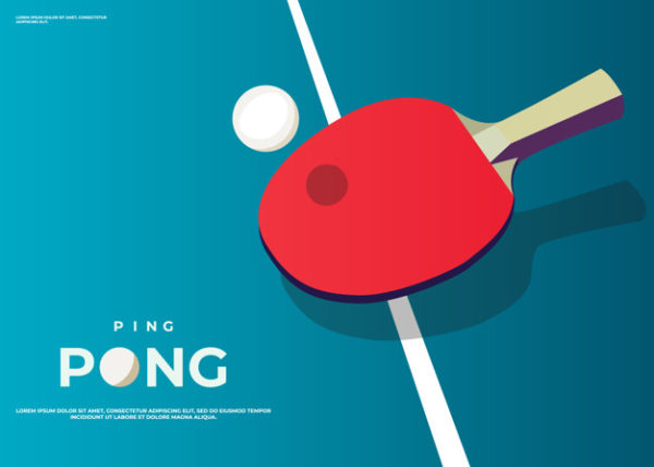 漫画风格的乒乓球海报设计模板