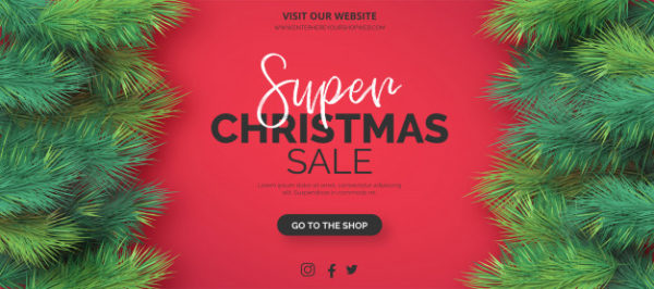 逼真的圣诞节元素 Realistic christmas sale banner template Vector