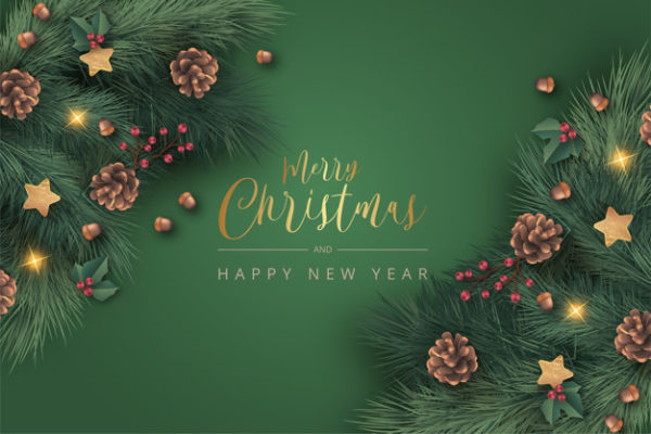 圣诞节元素背景 Realistic green christmas background Vector