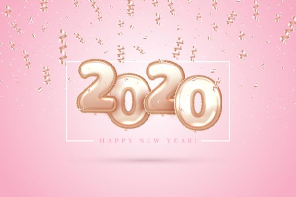 新年设计字体背景 Realistic new year 2020 balloons background Vector