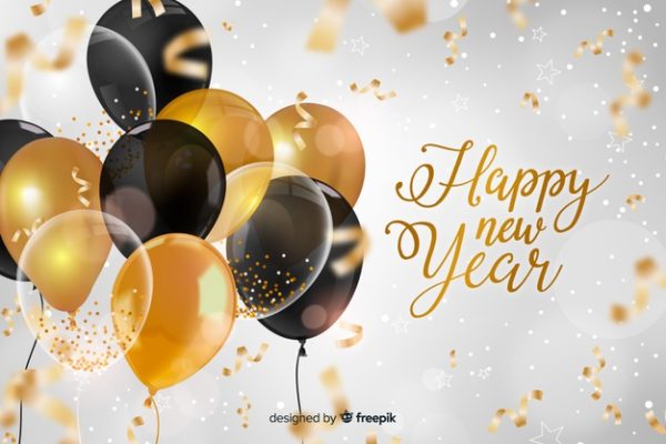 新年庆祝设计元素 Realistic new year 2020 with balloons Vector
