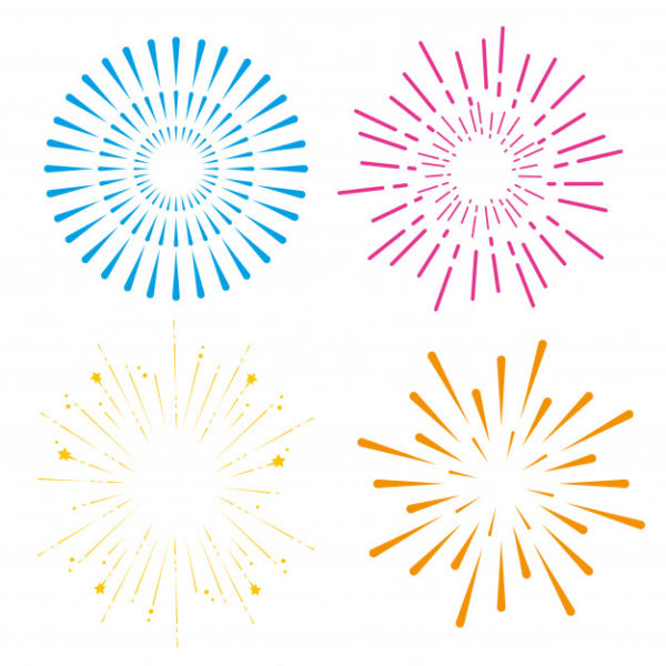 新年烟花庆祝素材 Set fireworks to happy celebration event Vector