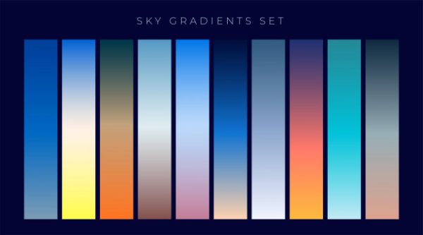抽象科技流体背景 Set of sky gradients background Vector