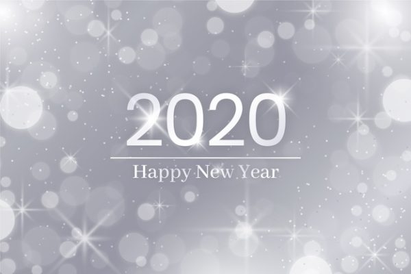 银色新年设计素材 Silver happy new year 2020 Vector