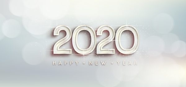 新年特效字体 Silver wallpaper new year 2020 Vector