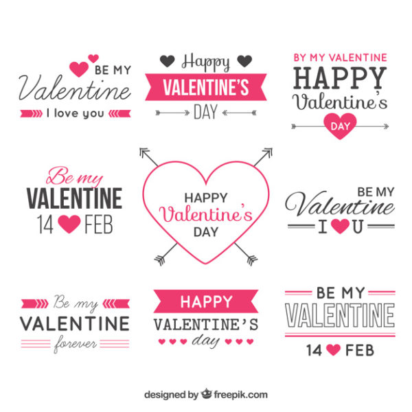 情人节爱心标签素材 Valentine day labels Vector