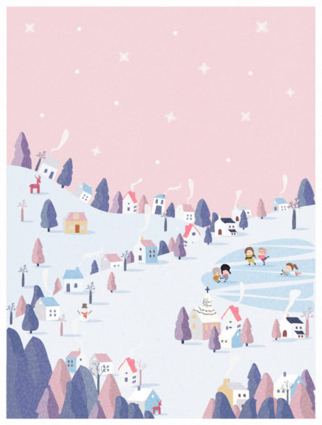 粉色圣诞节元素背景插画
