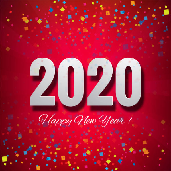 新年快乐字体元素 We wish you a happy new year 2020 beautiful card Vector