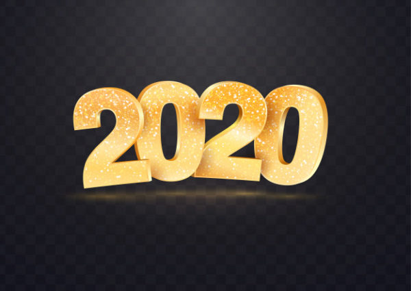 金色2020矢量背景新年素材