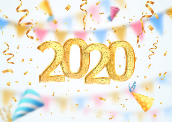 2020新年庆祝矢量插画横幅模糊效果