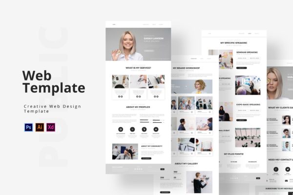 公共演讲主题的网站设计模板下载[PSD,XD,Ai]