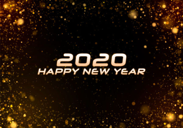 模糊闪耀2020新年灯光背景