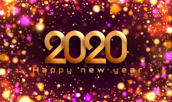 模糊彩色灯光2020新年背景素材