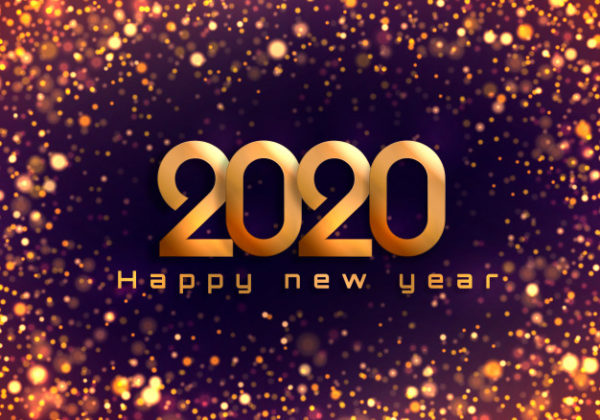 暗紫色新年灯光模糊2020背景