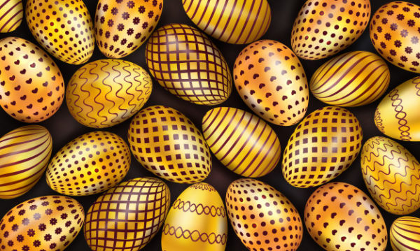 黑色背景上的金色复活节彩蛋