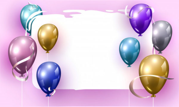 彩色气球装饰紫色背景