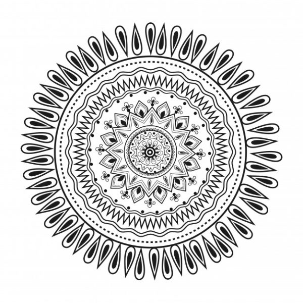 民族风曼陀罗花卉图案细线艺术设计背景